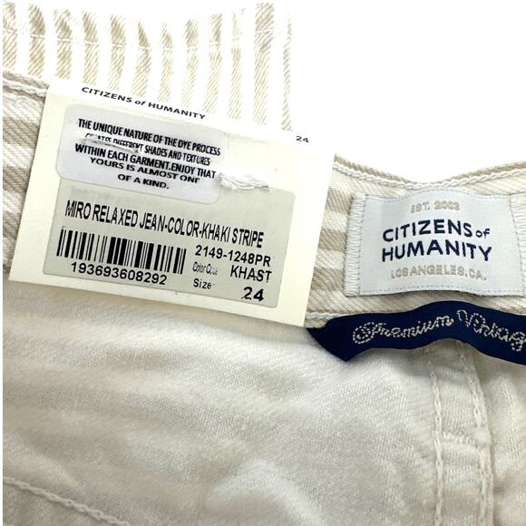 Citizens of Humanity Women's Khaki Stripe Miro Rework Relaxed Jeans Size 24 - Picture 6 of 11
